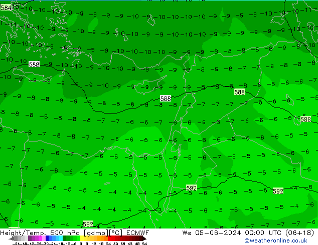 Z500/Yağmur (+YB)/Z850 ECMWF Çar 05.06.2024 00 UTC