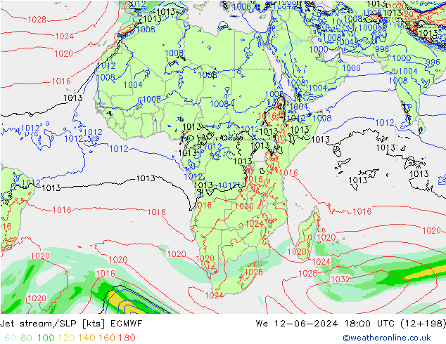 Polarjet/Bodendruck ECMWF Mi 12.06.2024 18 UTC