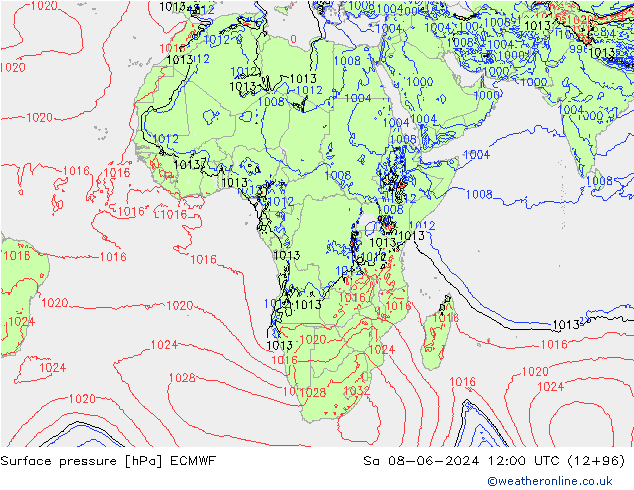 Luchtdruk (Grond) ECMWF za 08.06.2024 12 UTC