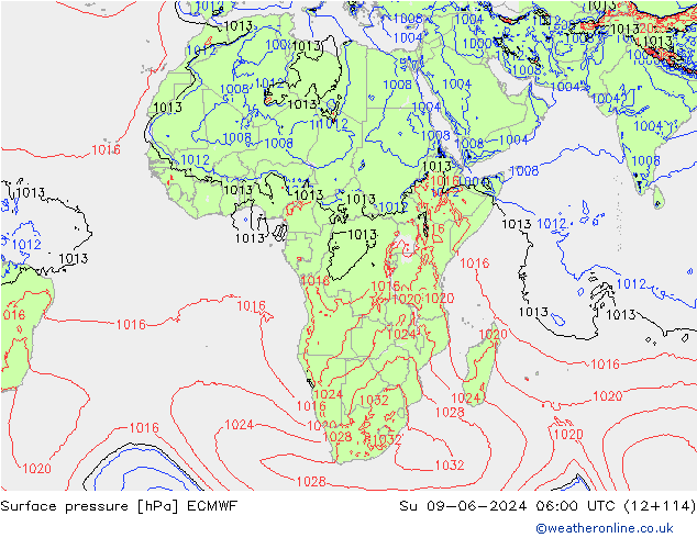 pressão do solo ECMWF Dom 09.06.2024 06 UTC