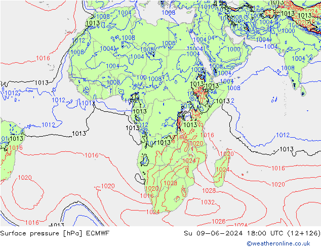 ciśnienie ECMWF nie. 09.06.2024 18 UTC