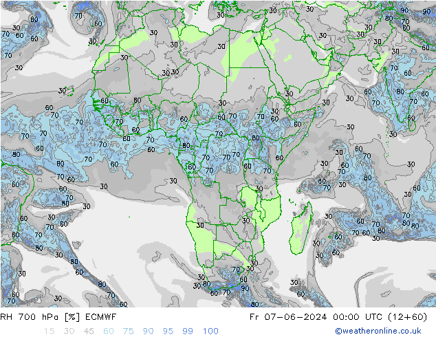 RH 700 hPa ECMWF Fr 07.06.2024 00 UTC