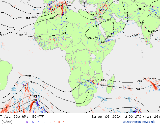 T-Adv. 500 hPa ECMWF Su 09.06.2024 18 UTC