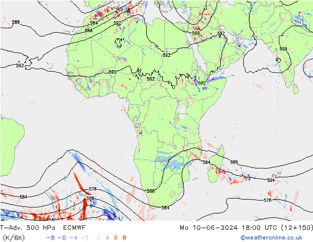 T-Adv. 500 гПа ECMWF пн 10.06.2024 18 UTC