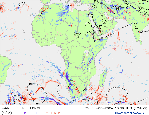 T-Adv. 850 гПа ECMWF ср 05.06.2024 18 UTC