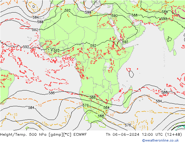 Z500/Rain (+SLP)/Z850 ECMWF чт 06.06.2024 12 UTC