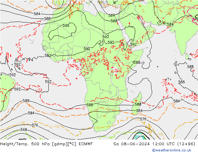 Z500/Yağmur (+YB)/Z850 ECMWF Cts 08.06.2024 12 UTC