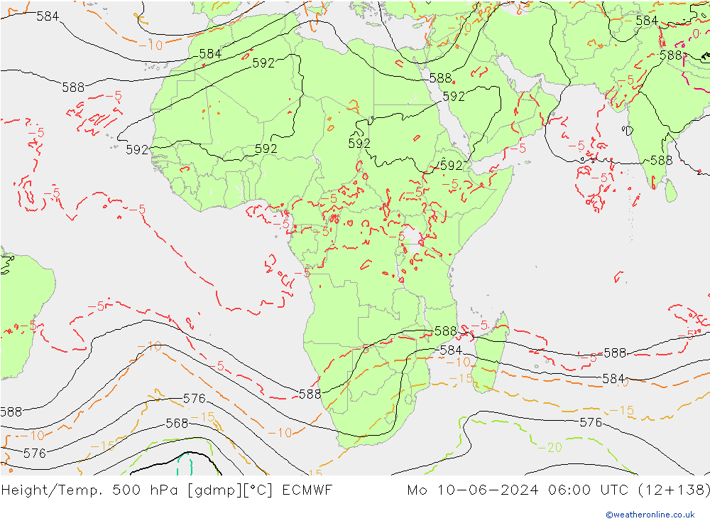 Z500/Rain (+SLP)/Z850 ECMWF Mo 10.06.2024 06 UTC