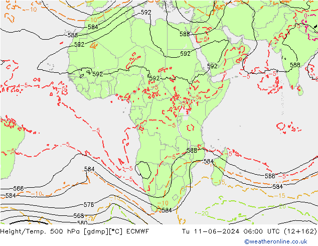 Z500/Yağmur (+YB)/Z850 ECMWF Sa 11.06.2024 06 UTC