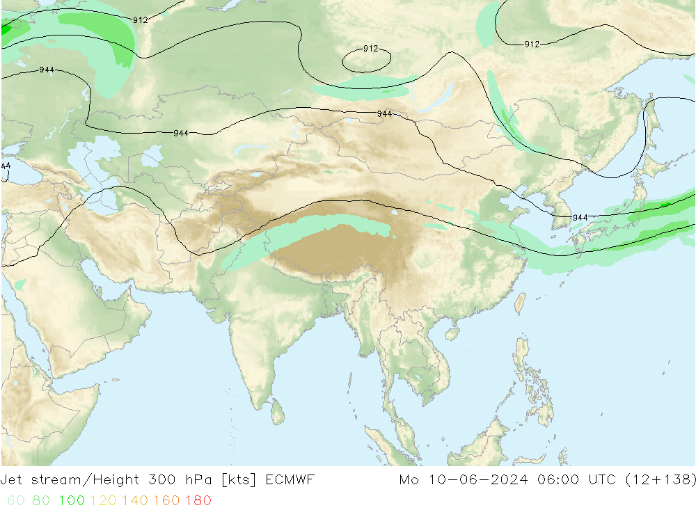 Corrente a getto ECMWF lun 10.06.2024 06 UTC