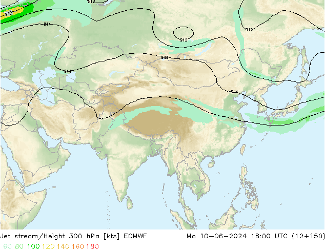 Jet stream/Height 300 hPa ECMWF Mo 10.06.2024 18 UTC