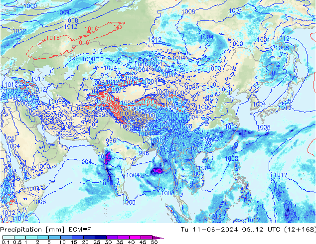 Precipitation ECMWF Tu 11.06.2024 12 UTC