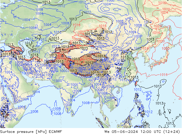 pressão do solo ECMWF Qua 05.06.2024 12 UTC