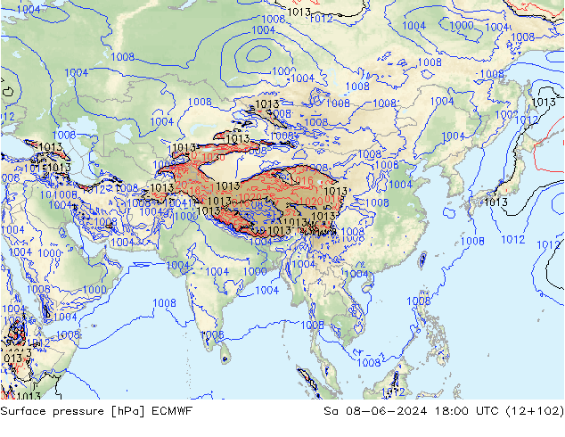 Luchtdruk (Grond) ECMWF za 08.06.2024 18 UTC