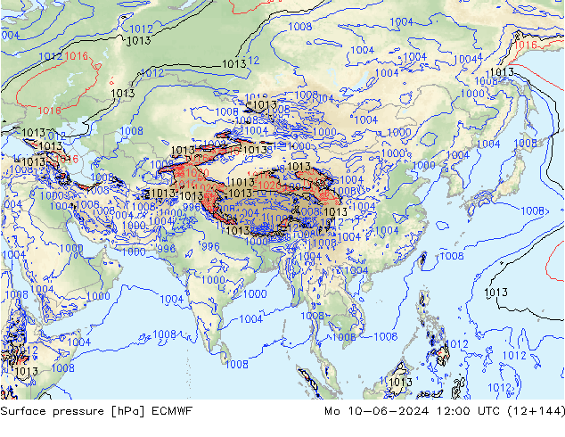 pressão do solo ECMWF Seg 10.06.2024 12 UTC