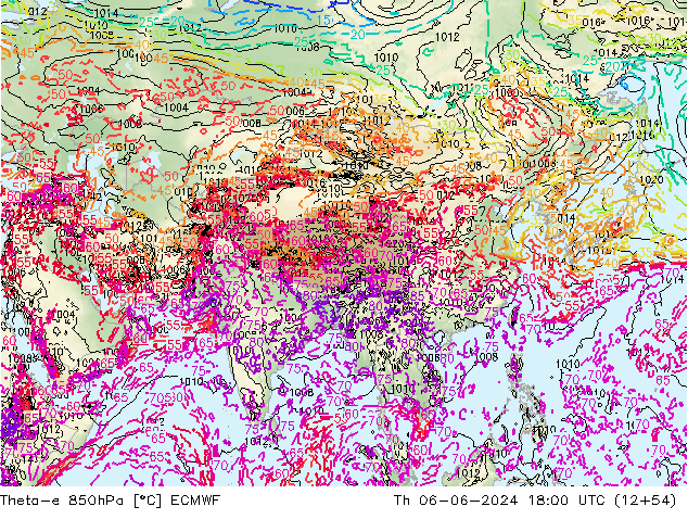 Theta-e 850hPa ECMWF Th 06.06.2024 18 UTC