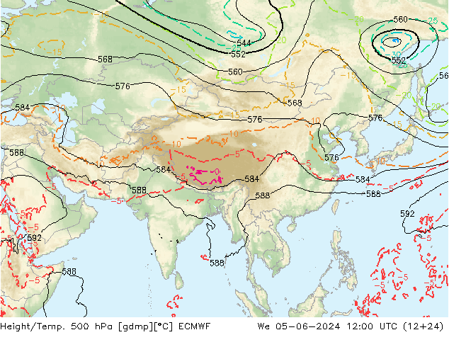 Z500/Regen(+SLP)/Z850 ECMWF wo 05.06.2024 12 UTC