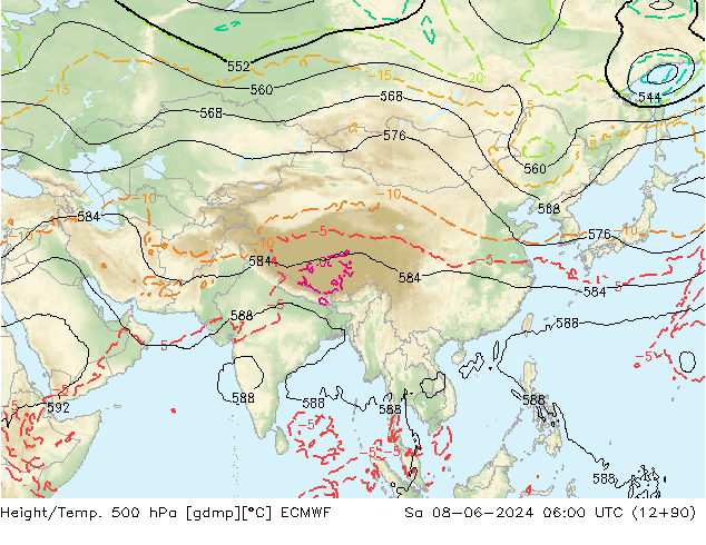 Z500/Rain (+SLP)/Z850 ECMWF Sa 08.06.2024 06 UTC