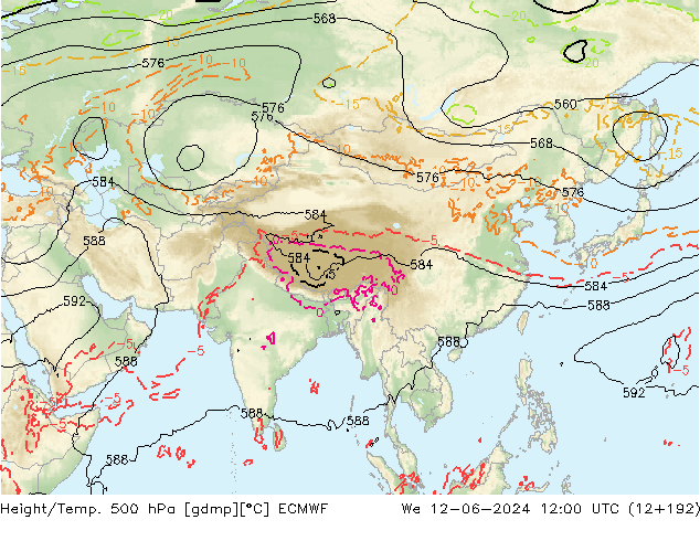 Z500/Rain (+SLP)/Z850 ECMWF We 12.06.2024 12 UTC