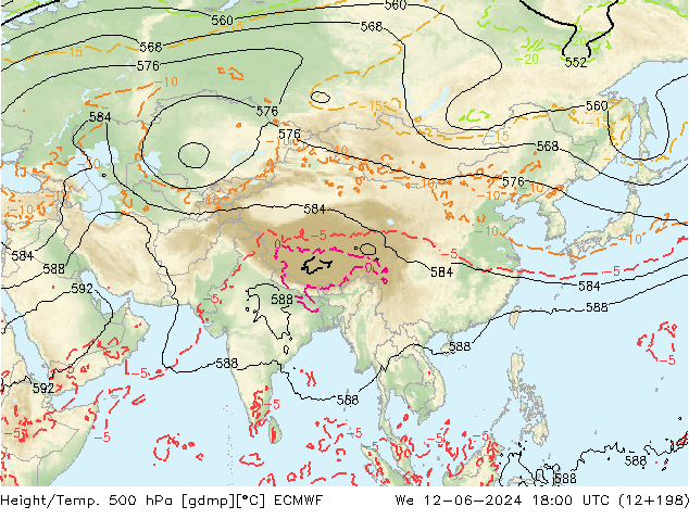 Z500/Rain (+SLP)/Z850 ECMWF mer 12.06.2024 18 UTC