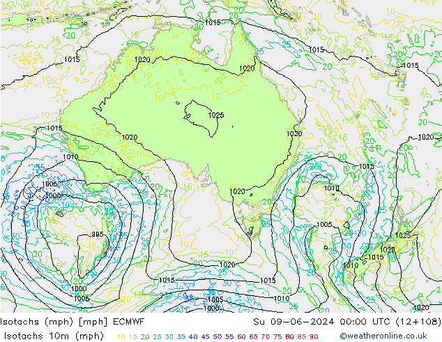 Isotaca (mph) ECMWF dom 09.06.2024 00 UTC