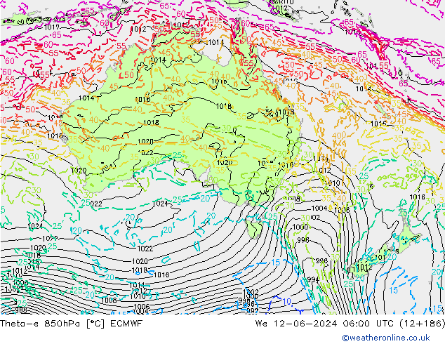 Theta-e 850hPa ECMWF St 12.06.2024 06 UTC