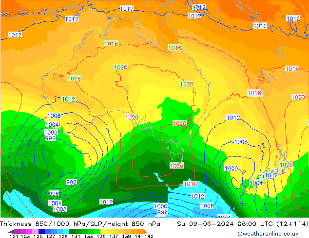 Thck 850-1000 hPa ECMWF Ne 09.06.2024 06 UTC