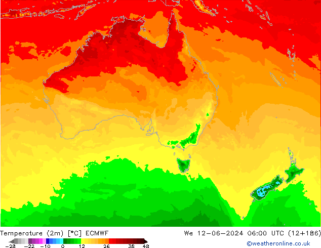 Temperatura (2m) ECMWF Qua 12.06.2024 06 UTC