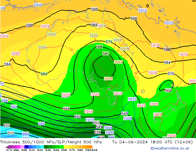 Thck 500-1000hPa ECMWF wto. 04.06.2024 18 UTC