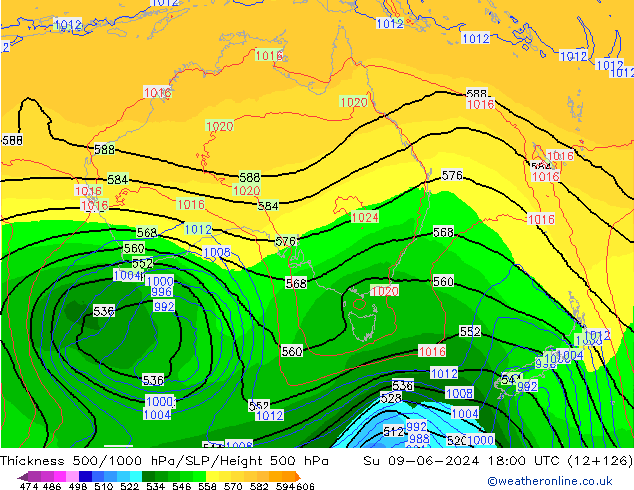 Thck 500-1000hPa ECMWF Dom 09.06.2024 18 UTC