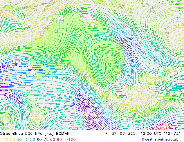 Streamlines 500 hPa ECMWF Fr 07.06.2024 12 UTC