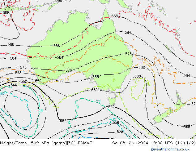 Height/Temp. 500 hPa ECMWF Sa 08.06.2024 18 UTC