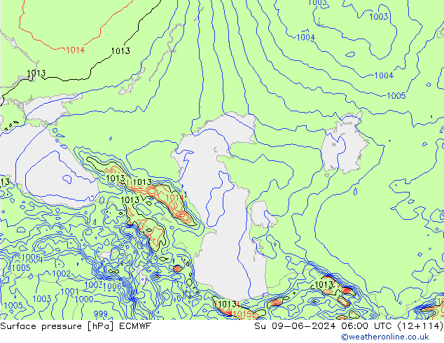 Surface pressure ECMWF Su 09.06.2024 06 UTC