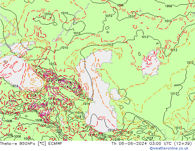 Theta-e 850hPa ECMWF Per 06.06.2024 03 UTC