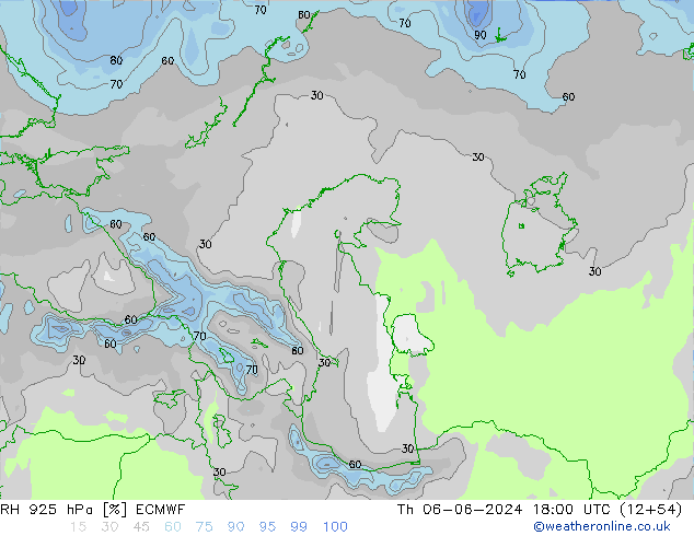 RH 925 hPa ECMWF Čt 06.06.2024 18 UTC