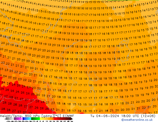 Z500/Yağmur (+YB)/Z850 ECMWF Sa 04.06.2024 18 UTC