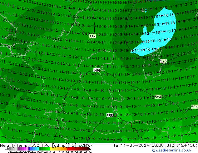 Z500/Rain (+SLP)/Z850 ECMWF Tu 11.06.2024 00 UTC