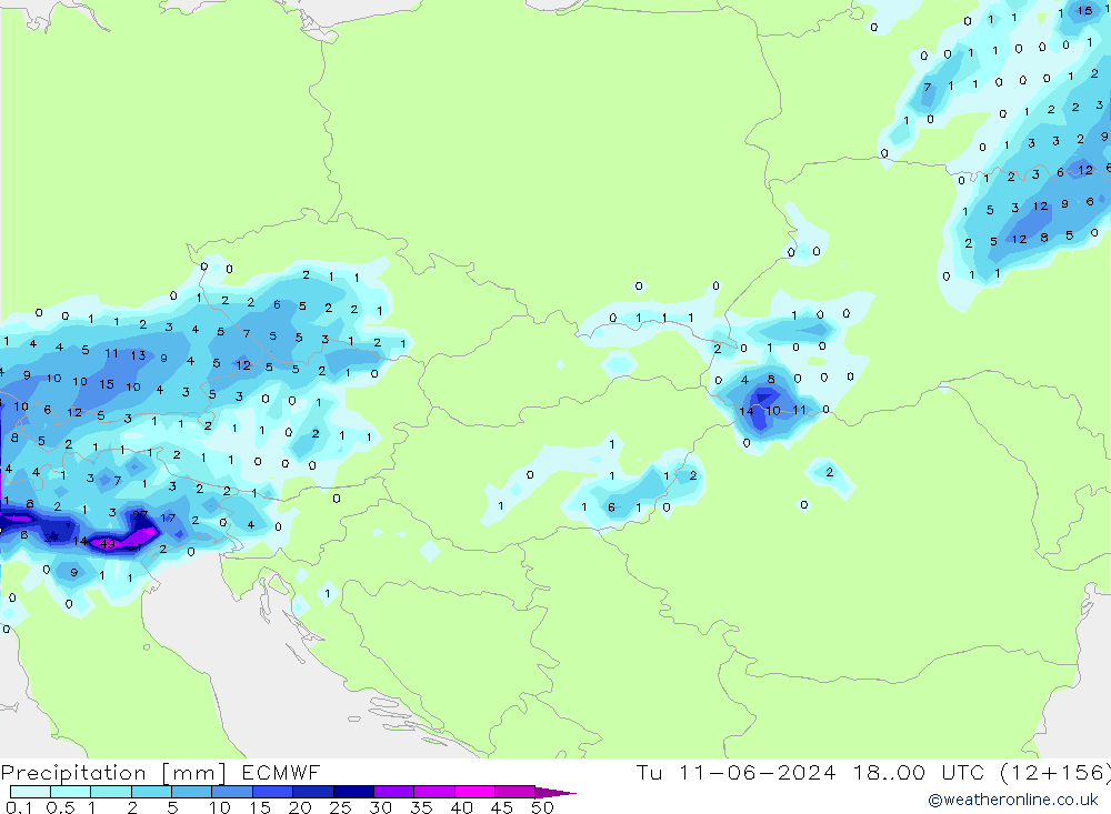 Neerslag ECMWF di 11.06.2024 00 UTC