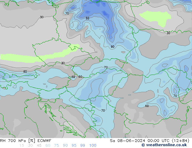 RH 700 hPa ECMWF Sa 08.06.2024 00 UTC