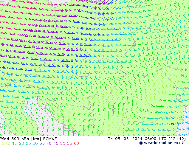 Wind 500 hPa ECMWF do 06.06.2024 06 UTC