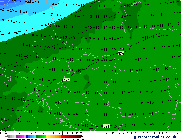 Z500/Rain (+SLP)/Z850 ECMWF Su 09.06.2024 18 UTC