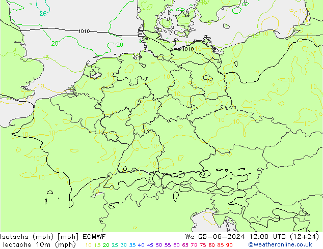 Isotachs (mph) ECMWF We 05.06.2024 12 UTC