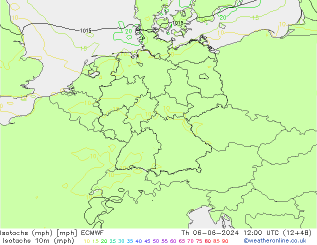 Eşrüzgar Hızları mph ECMWF Per 06.06.2024 12 UTC