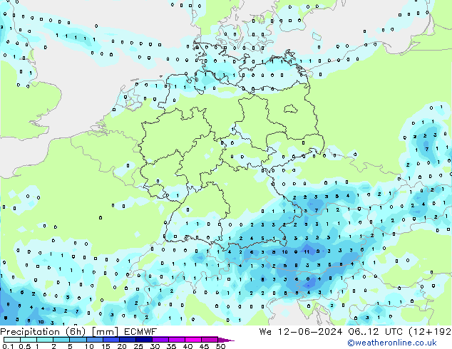 Z500/Rain (+SLP)/Z850 ECMWF ср 12.06.2024 12 UTC