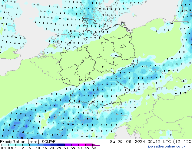 Precipitación ECMWF dom 09.06.2024 12 UTC