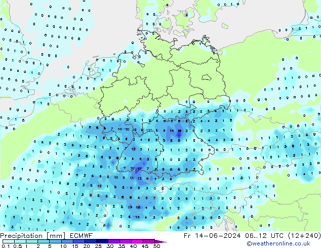 Precipitation ECMWF Fr 14.06.2024 12 UTC