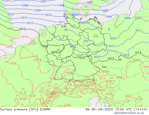 Pressione al suolo ECMWF mer 05.06.2024 12 UTC