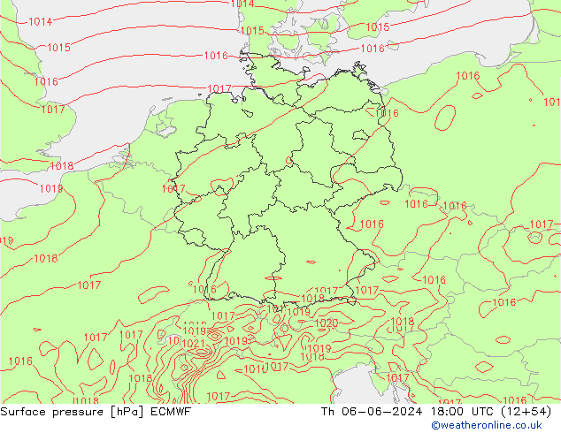 Pressione al suolo ECMWF gio 06.06.2024 18 UTC