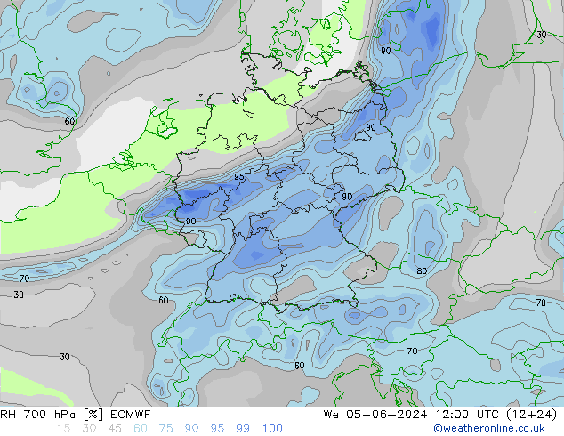 RH 700 hPa ECMWF Mi 05.06.2024 12 UTC