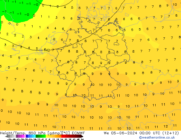 Z500/Rain (+SLP)/Z850 ECMWF We 05.06.2024 00 UTC